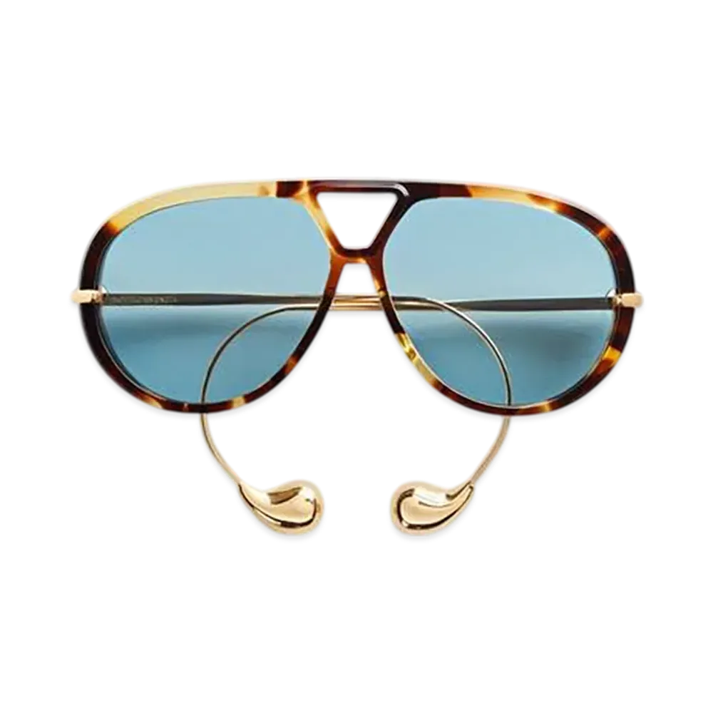 Bottega Veneta Drop Aviator Sunglasses "Havana/Gold/Green"