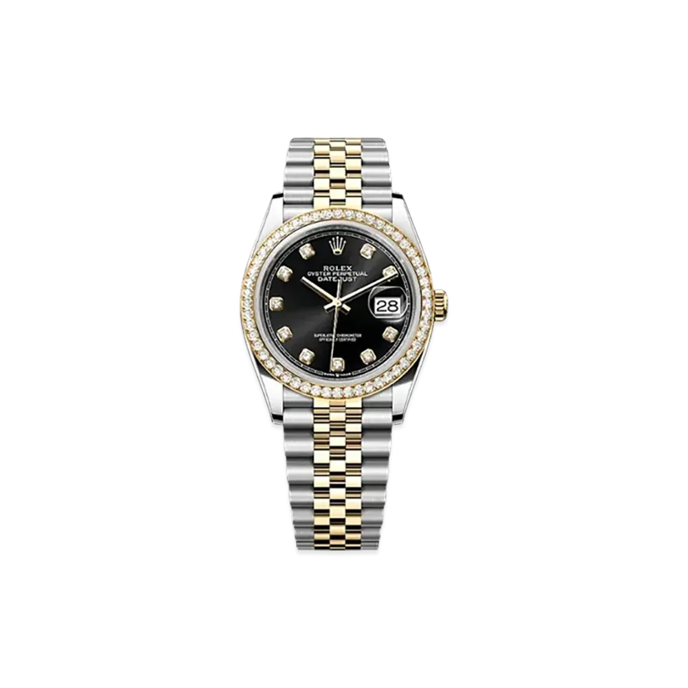 ROLEX Datejust 36mm Oystersteel & Yellow Gold Diamond 126283RBR "Bright Black"