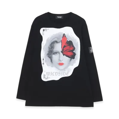 WILDSIDE YOHJI YAMAMOTO Portrait Black T-shirt (Papillon) "Black"