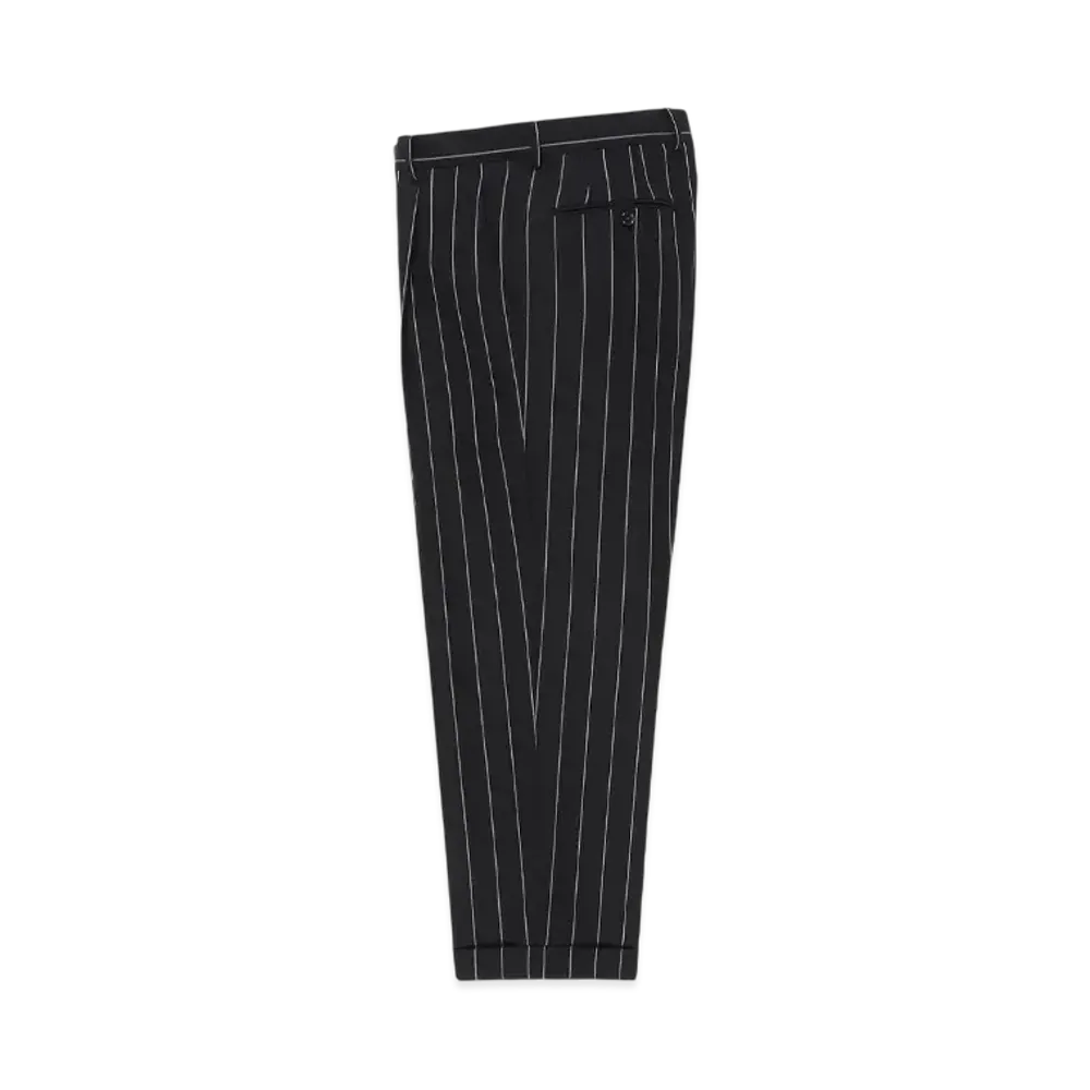 WACKO MARIA x Dormeuil / Striped Pleated Trousers (Type-2) "Black"