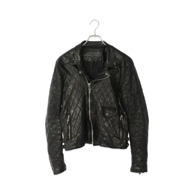 Chrome Hearts Critin Quilting Rider Leather Jacket "Black/Silver"