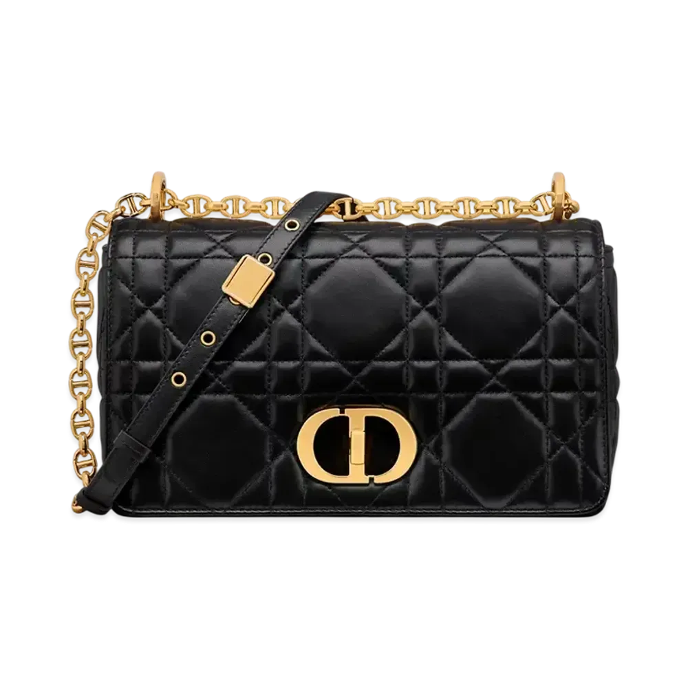 Dior Medium Soft Dior Caro Bag Macrocannage Lambskin "Black"