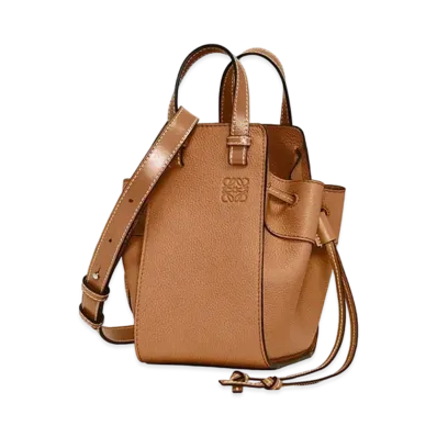 LOEWE Mini Hammock Drawstring Bag In Soft Grained Calfskin "Light Caramel"
