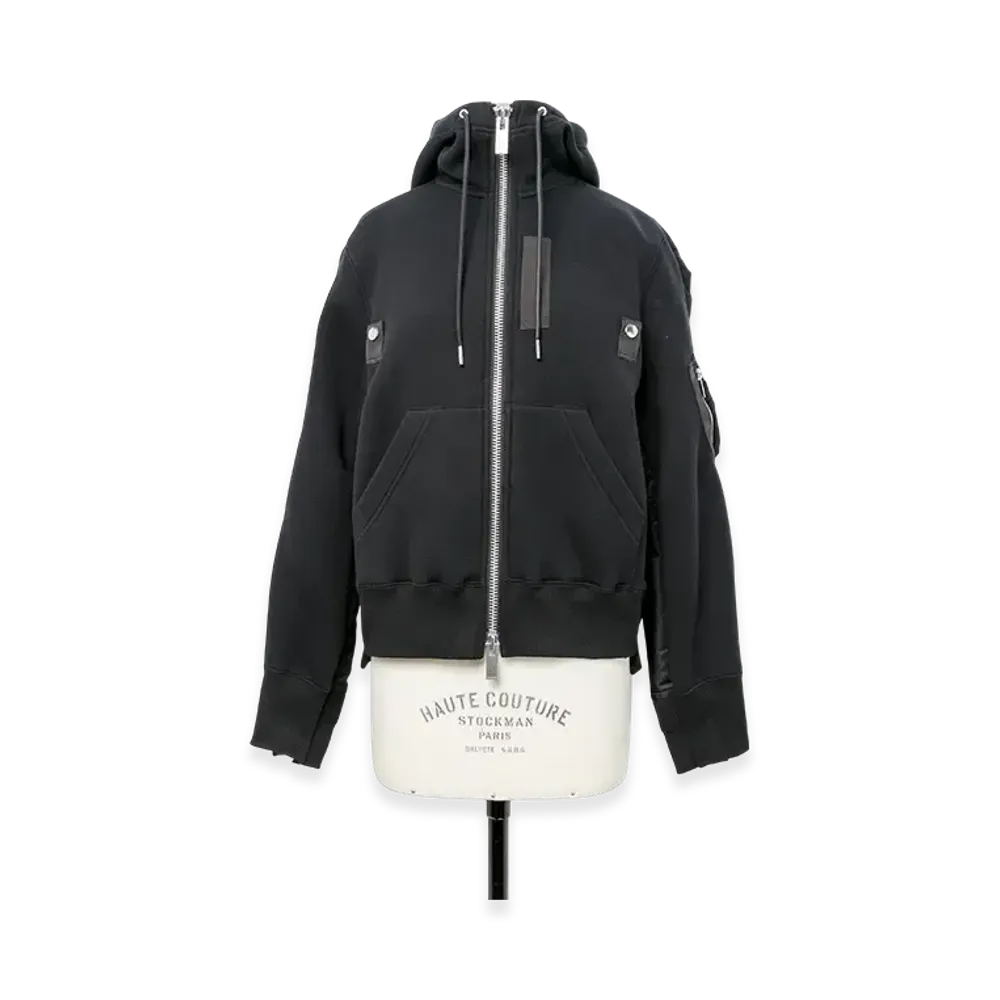 sacai Sponge x Nylon Twill Hoodie "Black"