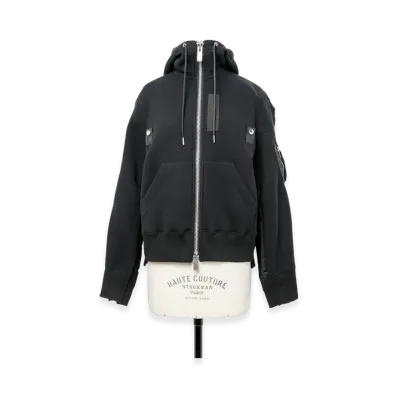 sacai Sponge x Nylon Twill Hoodie "Black"