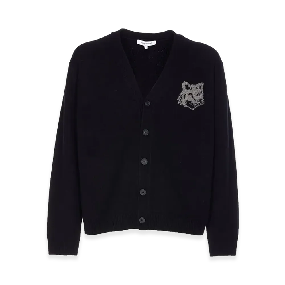 Maison Kitsune Fox Head Cardigan With Buttons Closure "Black"