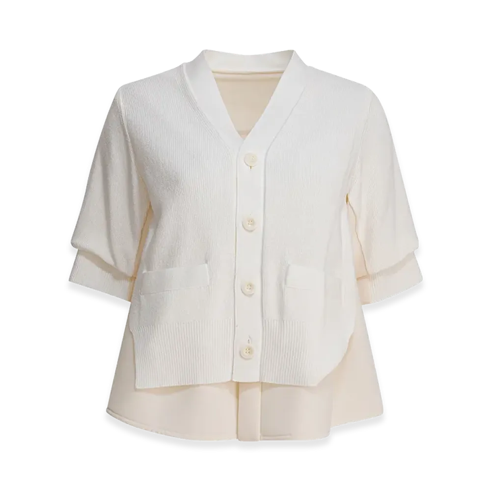 sacai Women's Suiting Mix Knit Cardigan "White"