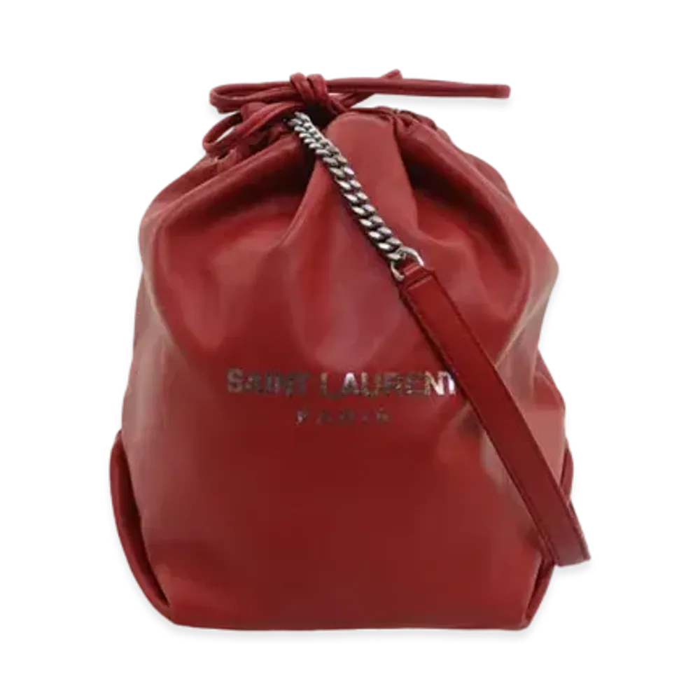 Saint Laurent Teddy Leather chain Shoulder Bag "Red"