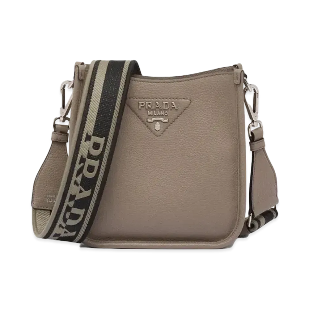 PRADA Leather Mini Shoulder Bag "Gray"
