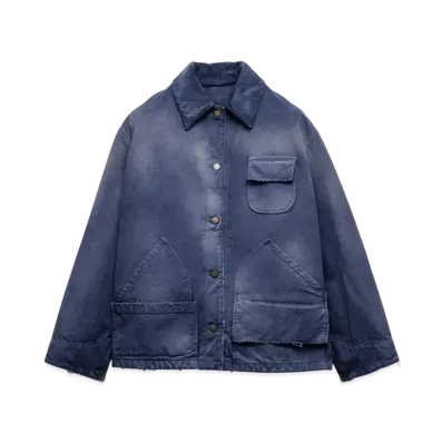 PRADA Women's Canvas Trucker Jacket "Navy"