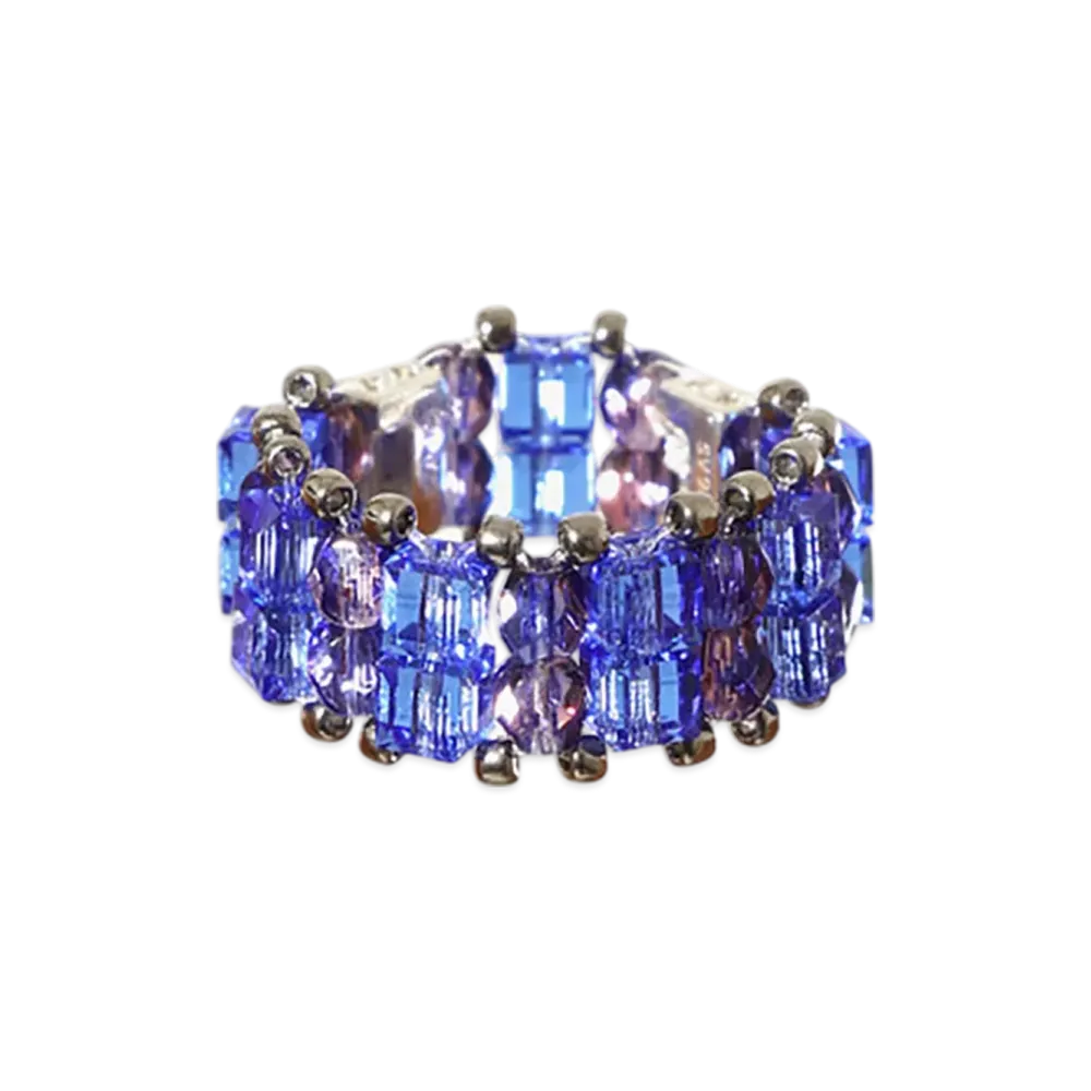 NEEDLES Crystal Beads Double Row Ring "Blue"
