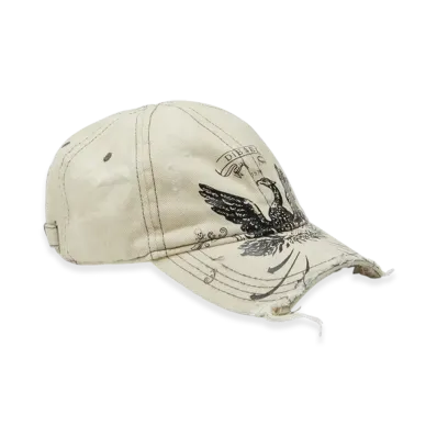 Diesel C-Fenix Distressed Baseball Cap With Phoenix Print "White"