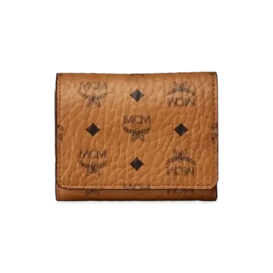 MCM Trifold Wallet in Visetos Original "Cognac"