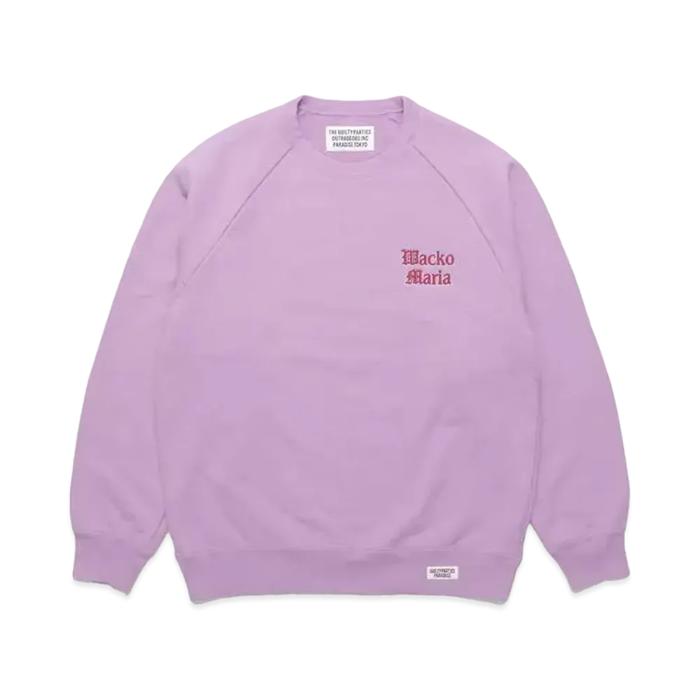 WACKO MARIA Washed Heavy Weight Crew Neck Sweat Shirt "Light Purple"