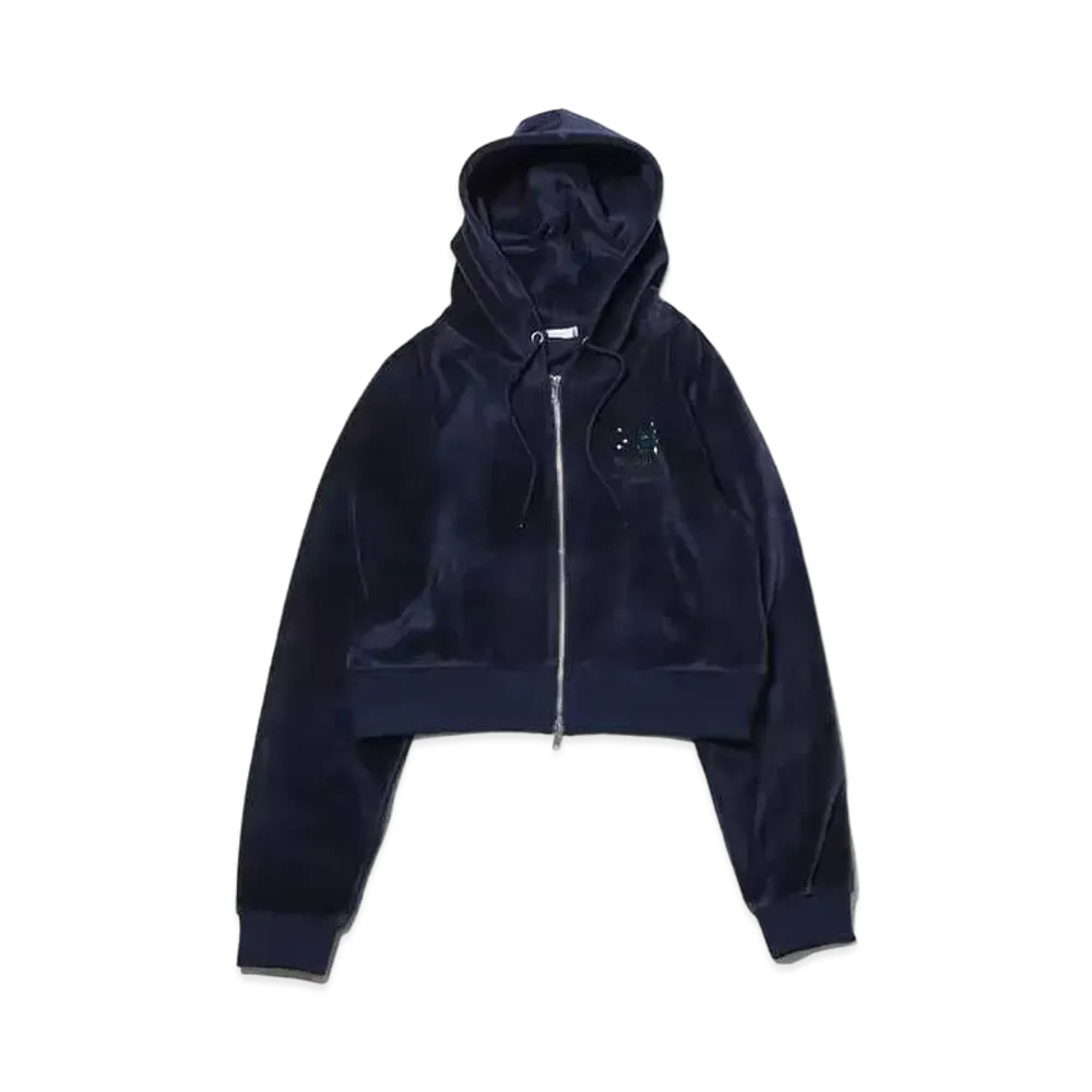 atmos pink Short Length Velor Hoodie "Navy"