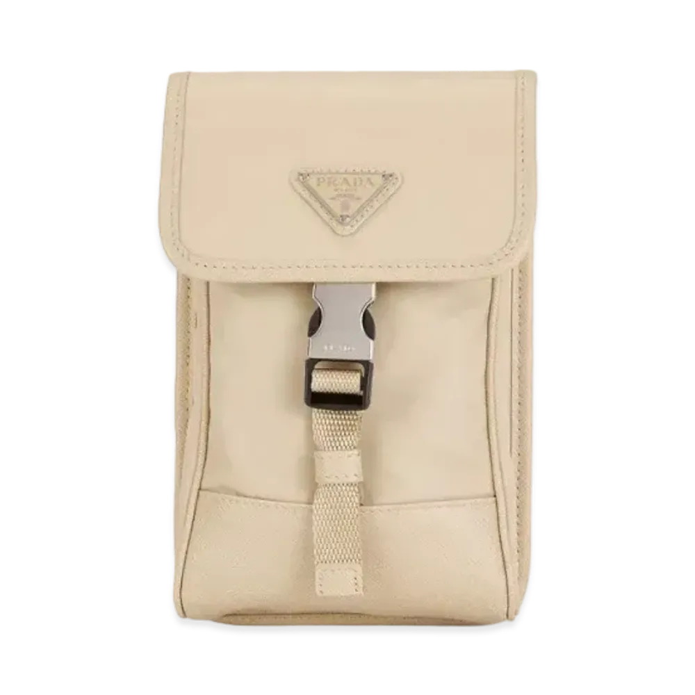 PRADA Re Nylon and Saffiano Leather Smartphone Case "Desert Beige"