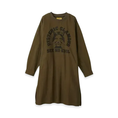 HYSTERIC GLAMOUR See No Evil Pullover Dress "Khaki"