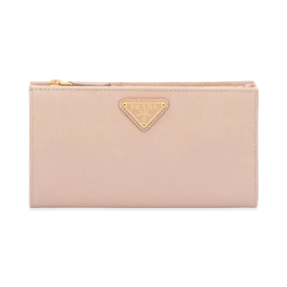PRADA Large Saffiano Leather Wallet "Pink Beige"