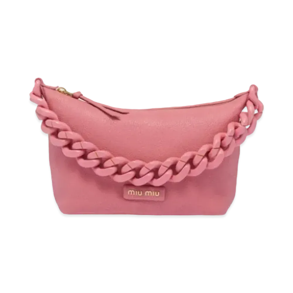 MIU MIU Miu Spirit Madras Leather Bag "Pink"