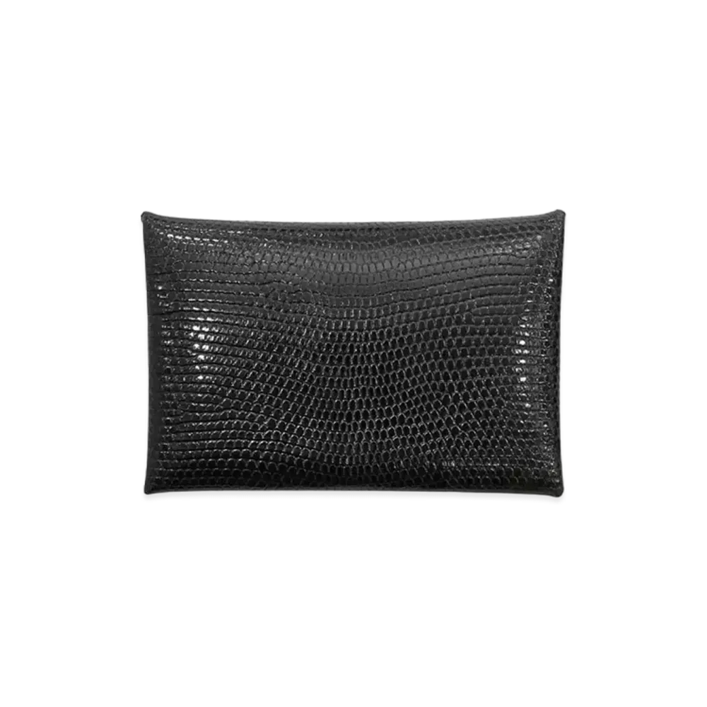 Hermes Calvi Lizard "Noir/Silver"