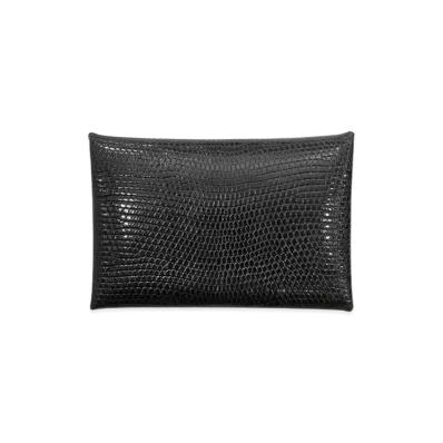 Hermes Calvi Lizard "Noir/Silver"