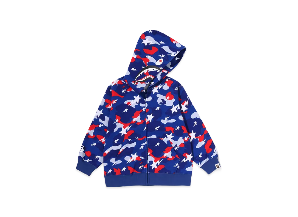 A BATHING APE Kids Sta Strike Camo Shark Zip Hoodie "Blue"