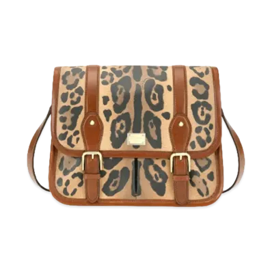 Dolce&Gabbana Messenger Bag Crespo Leopard Printed Logo Plate "Multicolor"