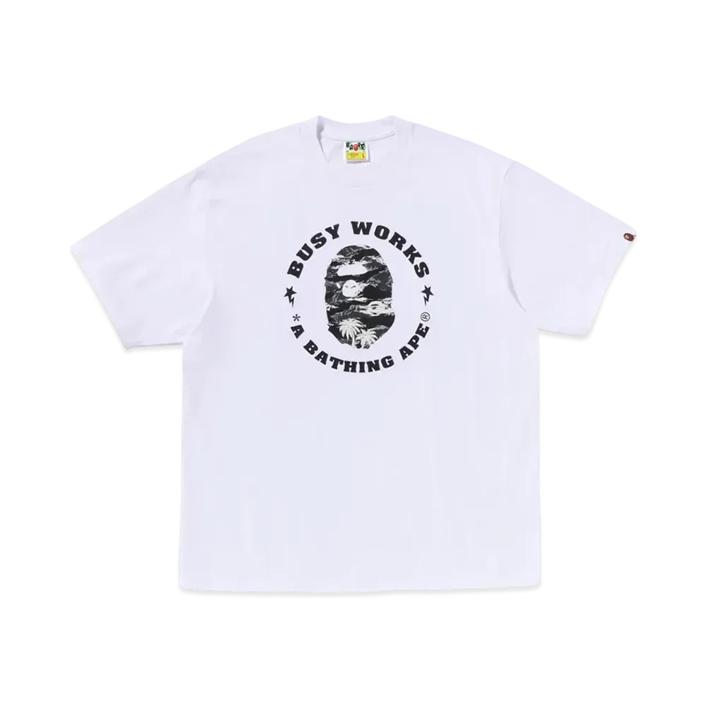 A BATHING APE Palm Tree Camo Busy Works Sta Relaxed Fit Tee "White"
