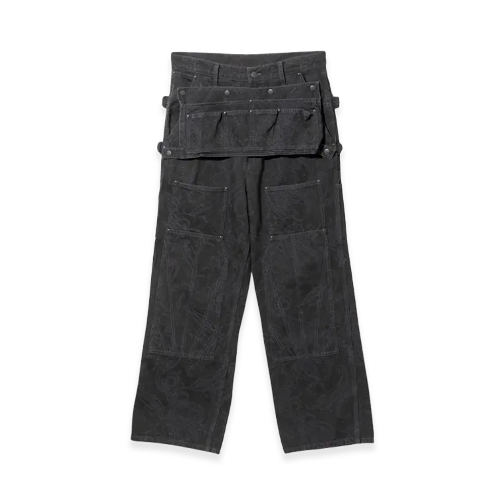 NEEDLES Apron Pants 10 Oz Denim Paisley JQ "Black"