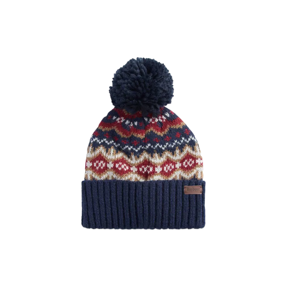 Barbour Fair Isle Pattern Knit Cap "Red"