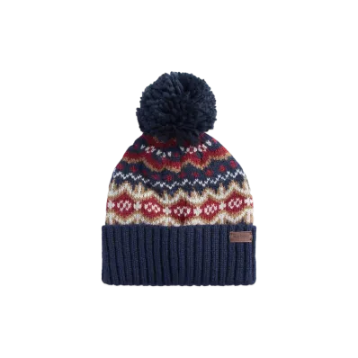 Barbour Fair Isle Pattern Knit Cap "Red"