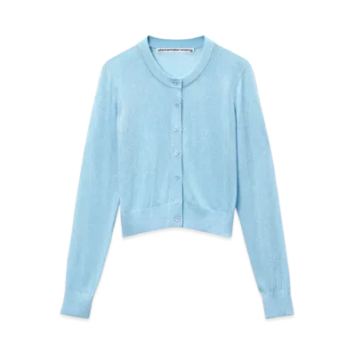 Alexander Wang Crystal Hotfix Cropped Cardigan "Blue"