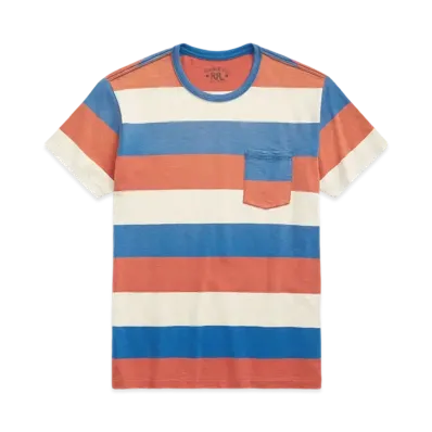 RRL Ralph Lauren Striped Jersey Pocket Tee "Red"