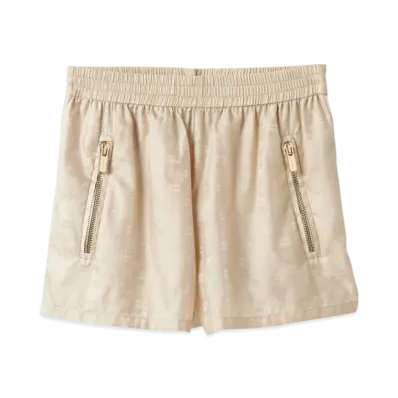 MIU MIU Women's Nylon Shorts with Logo "Desert Beige"