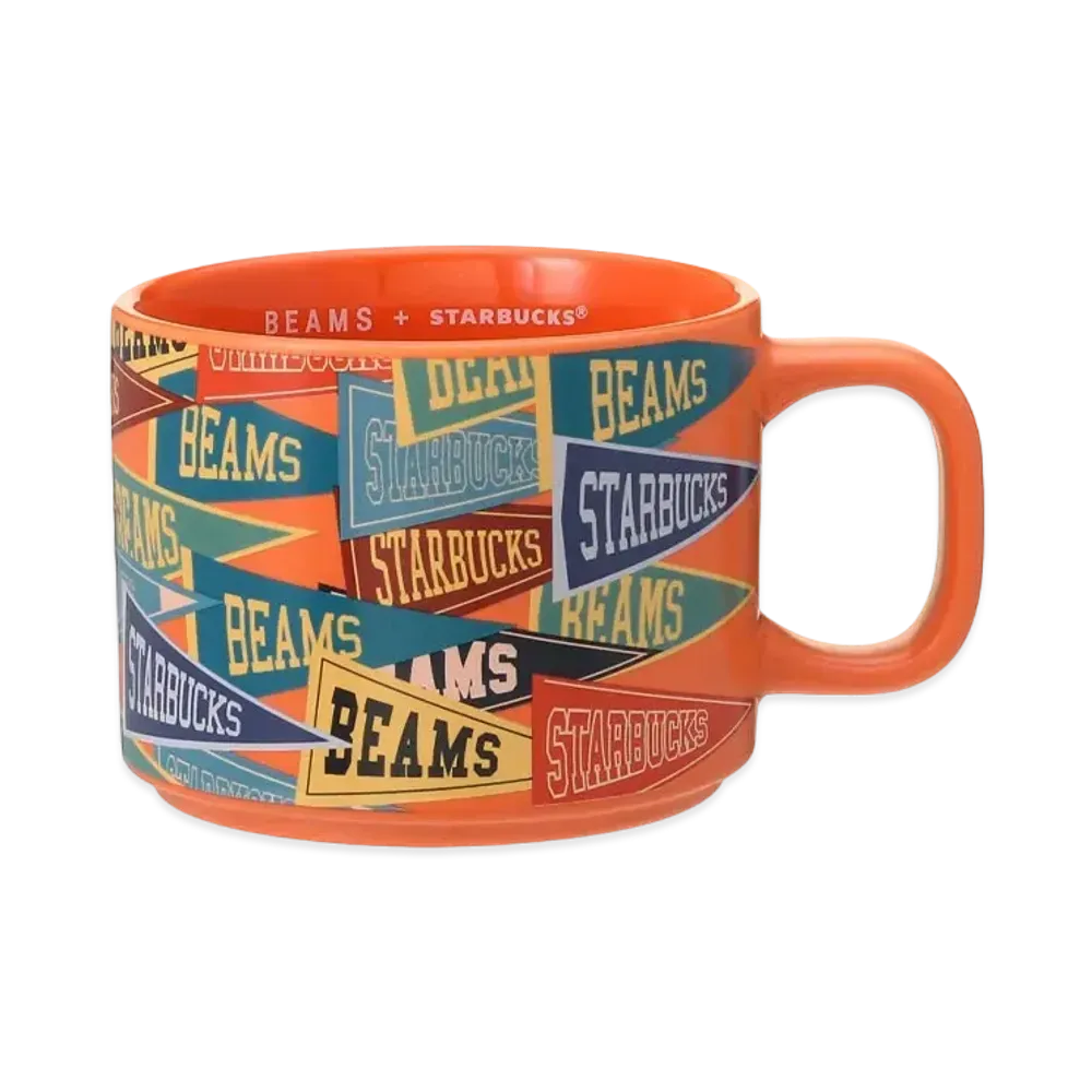 STARBUCKS x BEAMS Recycled Ceramic Mug Pennant Design 355ml "Orange"
