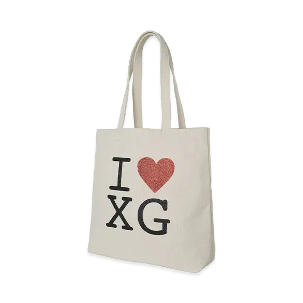 X-Girl I Love Xg Logo Canvas Tote Bag "Off White"