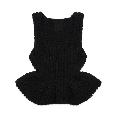 GIVENCHY Slim Fit Peplum Top In Waffle Wool "Black"
