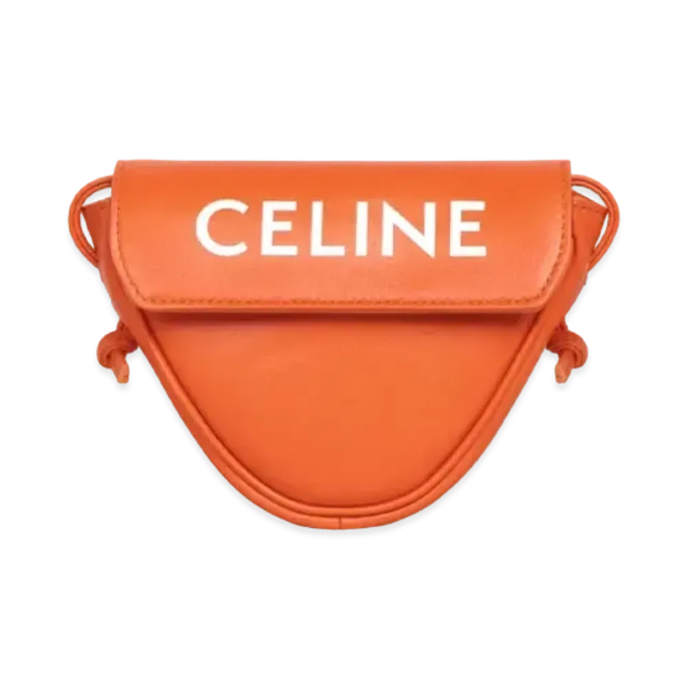 CELINE Mini Triangle In Smooth Calfskin With Celine Print "Neon Orange"
