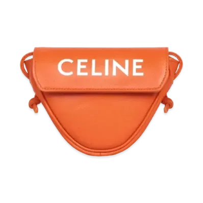 CELINE Mini Triangle In Smooth Calfskin With Celine Print "Neon Orange"