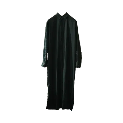 Graphpaper Deep Black Dyed Broad Regular Collar Oversized Shirt Dress "Deep Black"