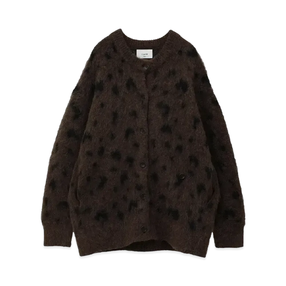 CLANE x Suzu Hirose Mohair Loose Knit Cardigan "Leopard"
