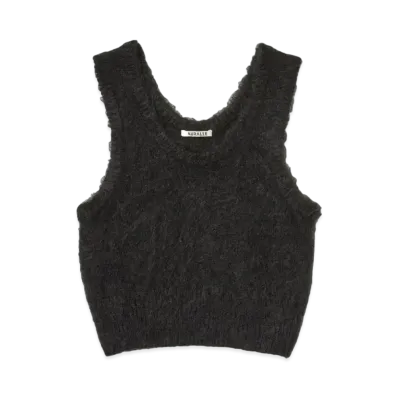 AURALEE Brushed Super Kid Mohair Knit Tank "Ink Black"