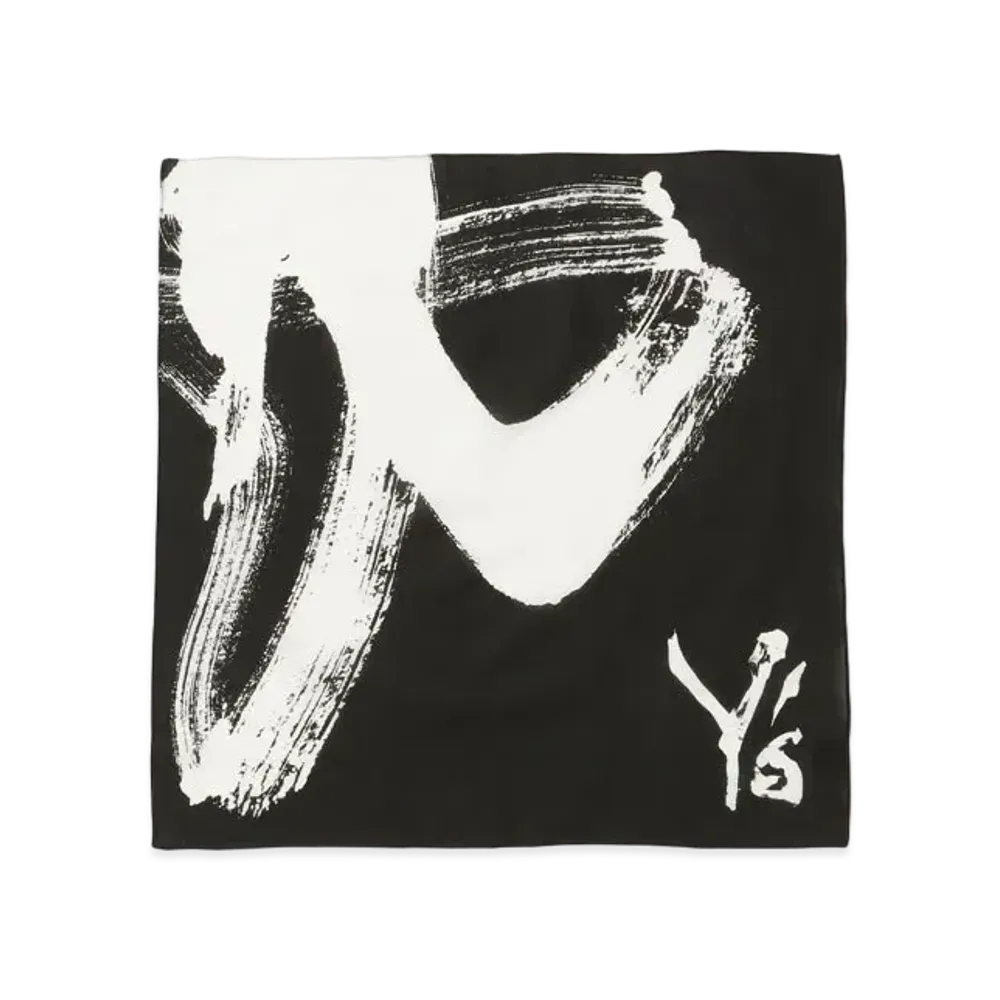 Yohji Yamamoto Y's CALLIGRAPHY PRINT HANDKERCHIEF "Black"