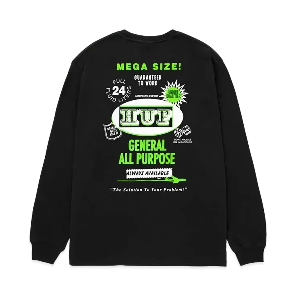 HUF Fall 24 All Purpose Long Sleeve Tee "Black"