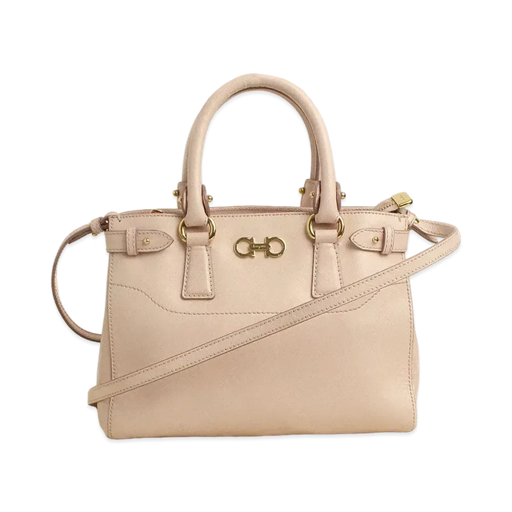 Salvatore Ferragamo Batik Gancini Leather 2WAY Bag "Beige"