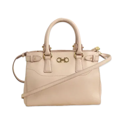 Salvatore Ferragamo Batik Gancini Leather 2WAY Bag "Beige"