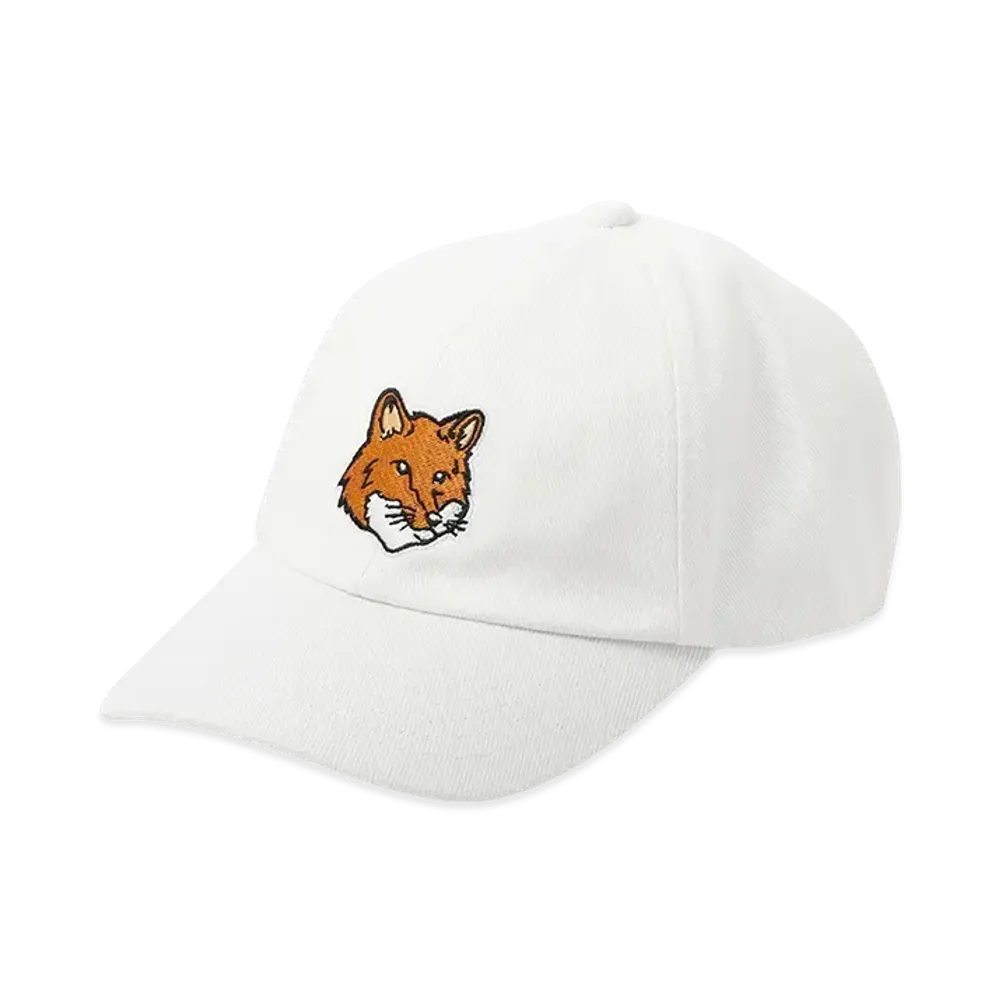 Maison Kitsune Large Fox Head Embroidery 6P Cap "White"