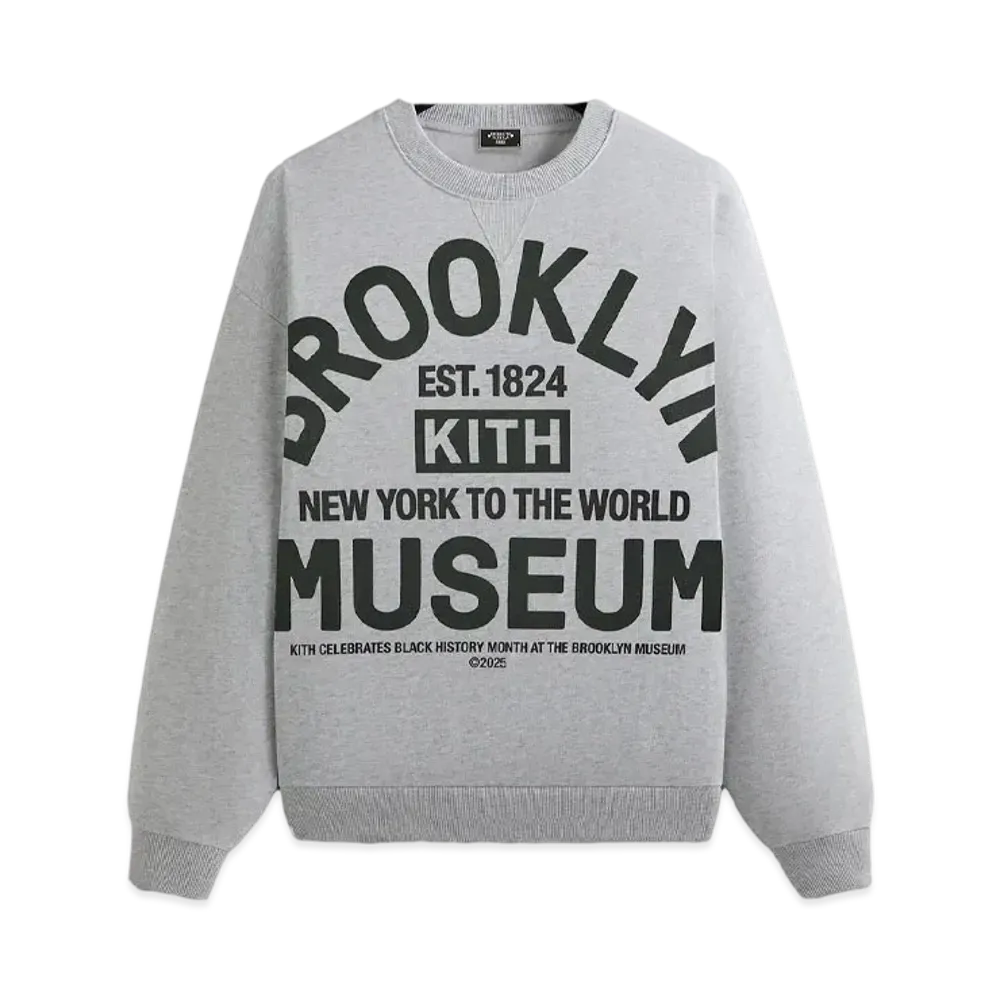 Kith x Brooklyn Museum Collegiate Nelson Crewneck "Light Heather Grey"