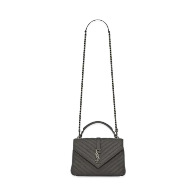 Saint Laurent College Medium In Quilted Leather "Asphalt Grey"