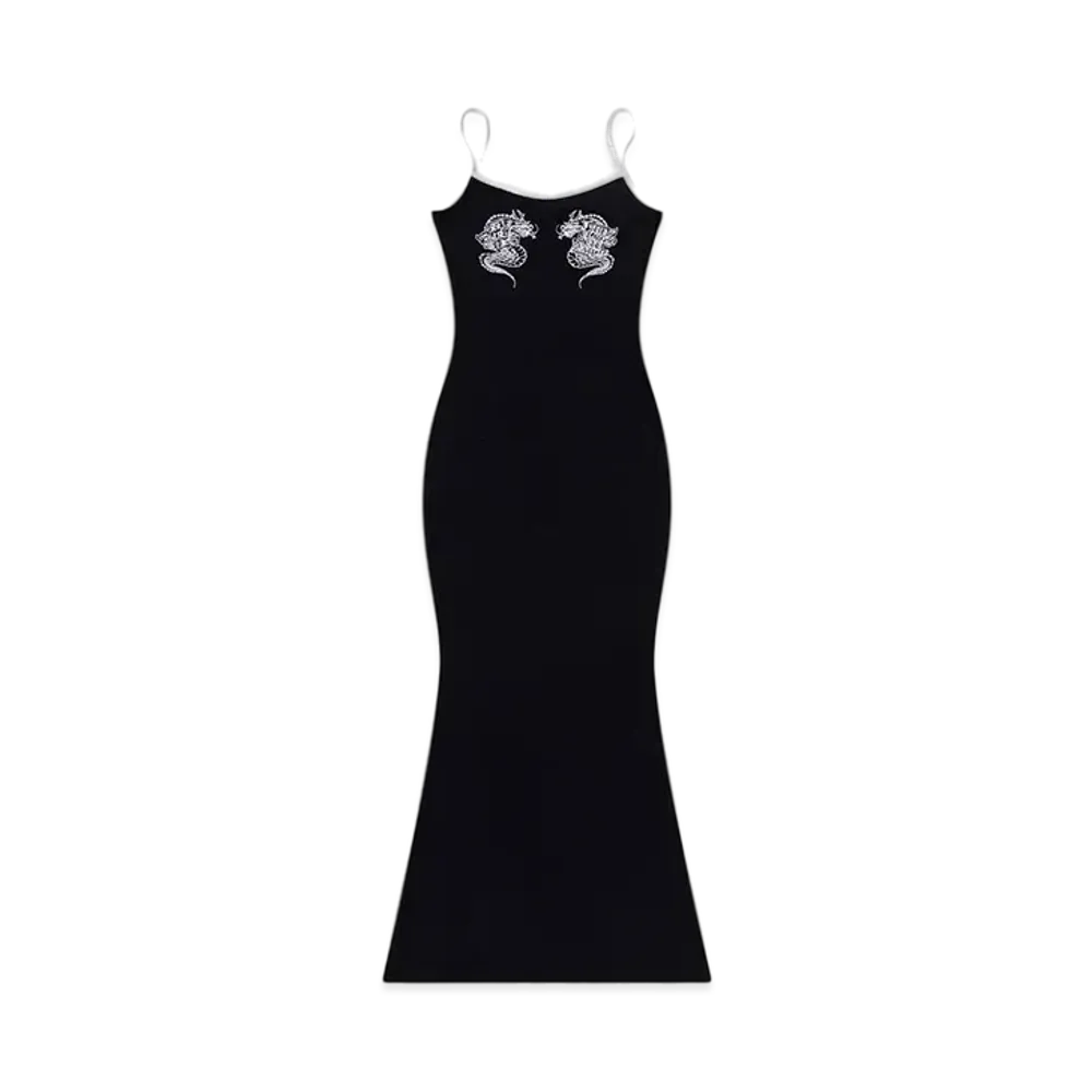 BlackEyePatch Dragons Ribbed Camisole Long Dress "Black"
